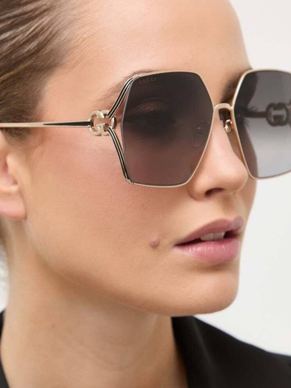 Gucci GG1322SA 001 Square Sunglasses - Gold/Grey Gradient - Picture 2 of 11